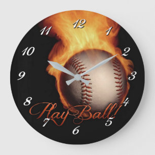 Fireball Pattern Baseball Lovers Wall Clock