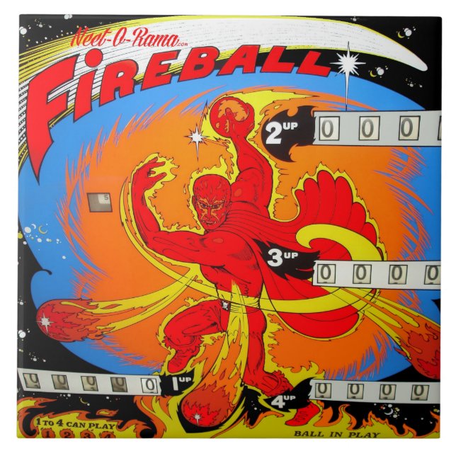 Fireball Pinball Ceramic Tile (Front)