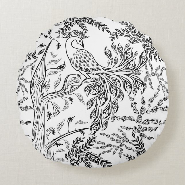 Firebird, bird round cushion (Front)