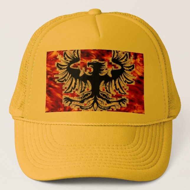 Firebird with Fire Background Base... - Customised Trucker Hat (Front)