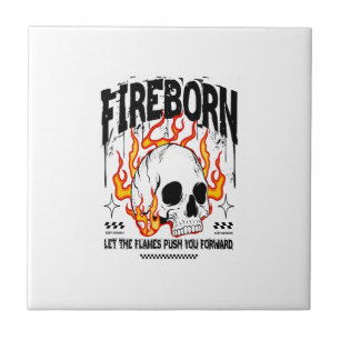 Fireborn Skull Urban Streetwear Ceramic Tile