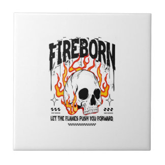 Fireborn Skull Urban Streetwear Ceramic Tile