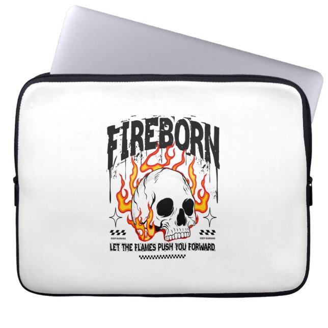 Fireborn Skull Urban Streetwear Laptop Sleeve (Front)