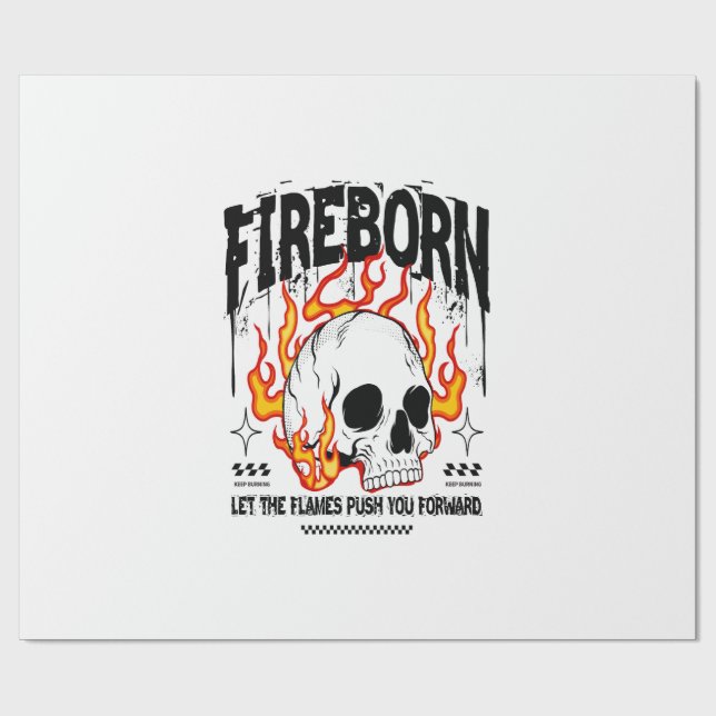 Fireborn Skull Urban Streetwear Wrapping Paper (Flat)