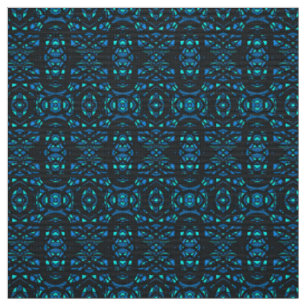 Firebrand Blue Black Abstract Gouache Art Fabric