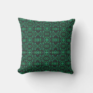 Firebrand Green Black Abstract Gouache Art Cushion