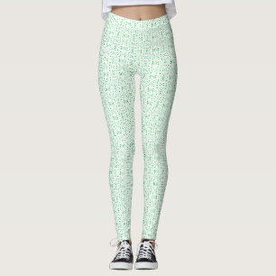 Firebrand Green White Abstract Gouache Art Leggings