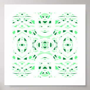 Firebrand Green White Abstract Gouache Art Poster