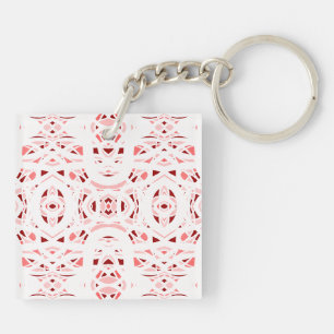 Firebrand Red White Abstract Gouache Art Key Ring