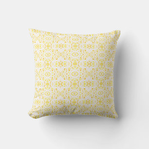 Firebrand Yellow White Abstract Gouache Art Cushion
