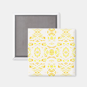 Firebrand Yellow White Abstract Gouache Art Magnet