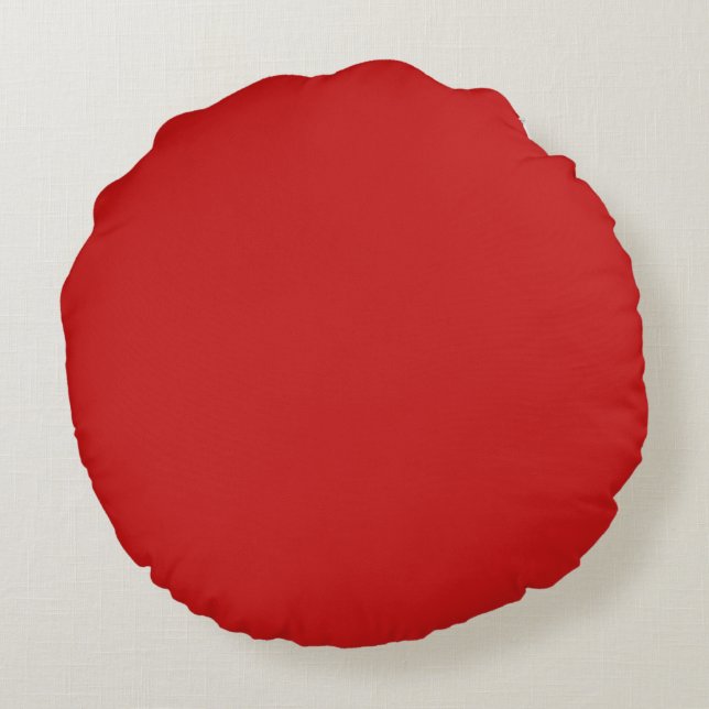 Firebrick Red Solid Colour Round Cushion (Back)