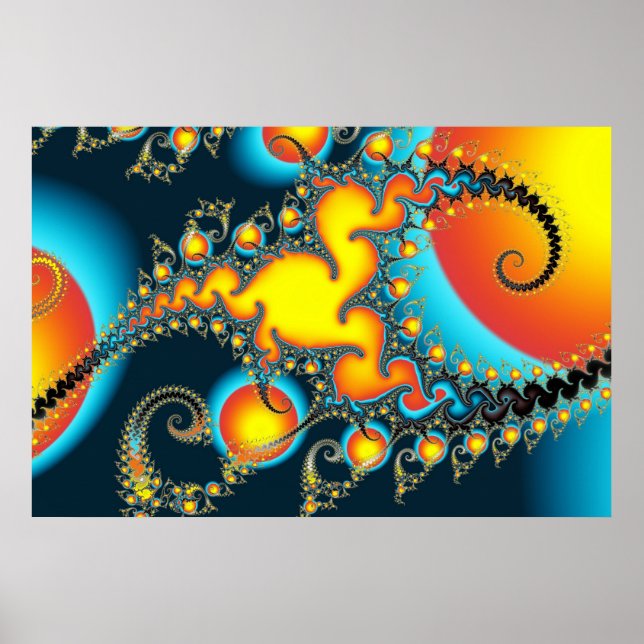 Fireburst Fractal Art Poster (Front)