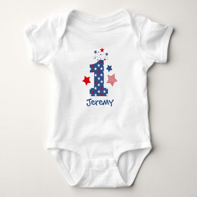 Firecracker 1st Birthday Baby Bodysuit (Front)