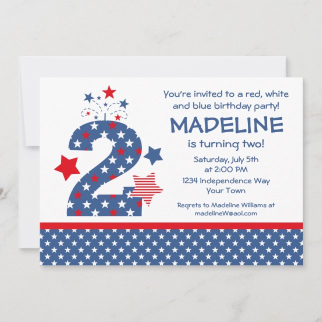 Firecracker 2nd Birthday Invitation (Front)