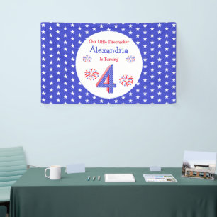Firecracker 4th Birthday Banner