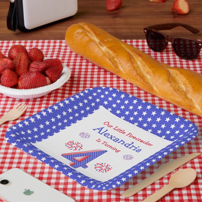 Firecracker 4th Birthday Paper Plates (Picnic)