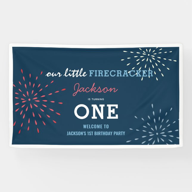Firecracker 4th of July Fireworks Birthday Banner (Horizontal)