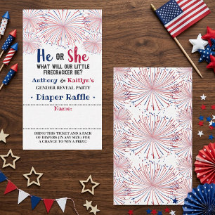 Firecracker 4th Of July Gender Reveal Party Enclosure Card
