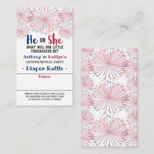 Firecracker 4th Of July Gender Reveal Party Enclosure Card