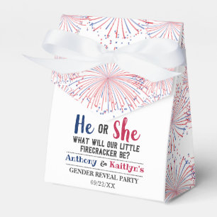 Firecracker 4th Of July Gender Reveal Party Favour Box
