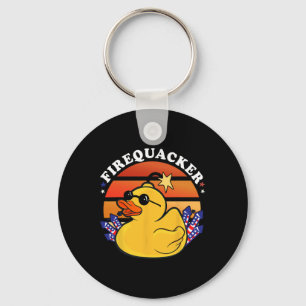 Firecracker Duck 4th Of July Patriotic Day Usa Fla Key Ring
