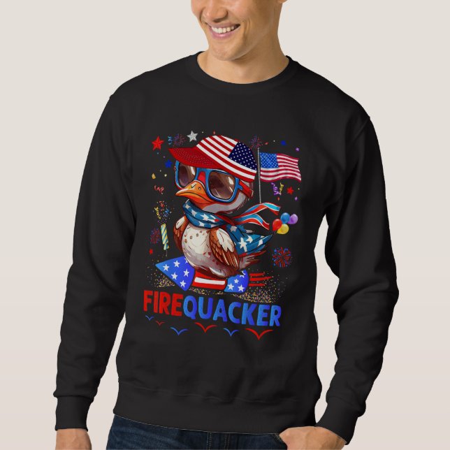 Firecracker Duck 4th of July Patriotic Day Usa Fla Sweatshirt (Front)