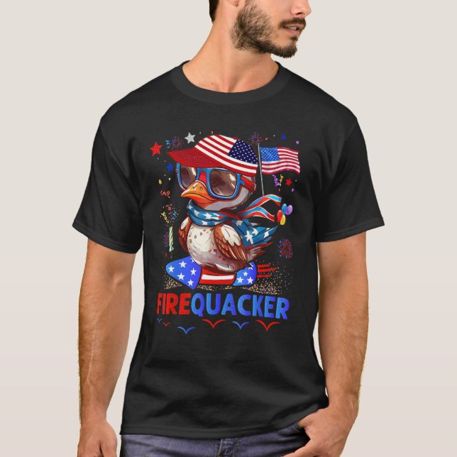 Firecracker Duck 4th of July Patriotic Day Usa Fla T-Shirt (Front)