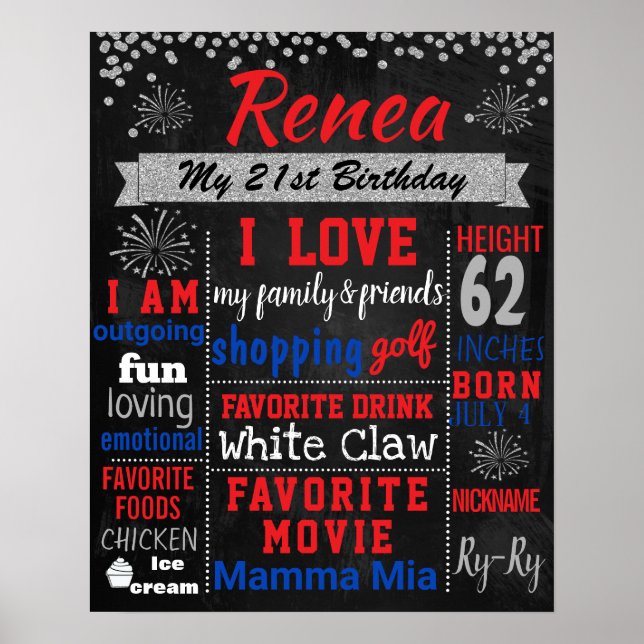 firecracker july 4th Adult 21st Birthday sign (Front)