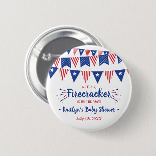 Firecracker On The Way! 4th Of July Baby Shower 6 Cm Round Badge