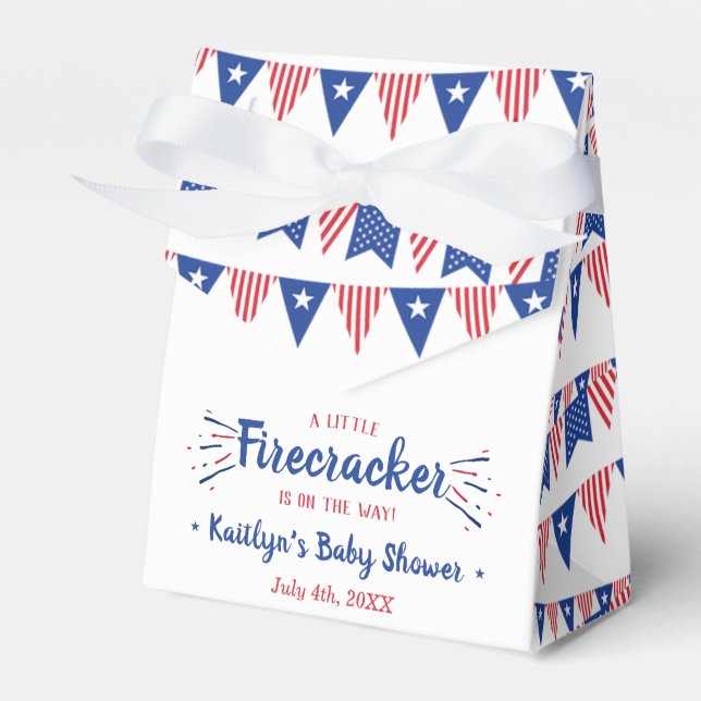 Firecracker On The Way! 4th Of July Baby Shower Favour Box (Front Side)