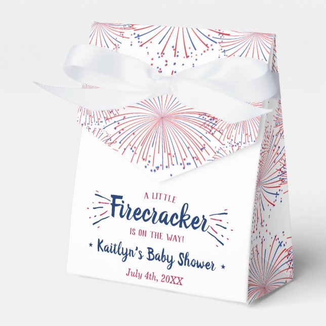 Firecracker On The Way! 4th Of July Baby Shower Favour Box (Front Side)