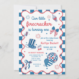Firecracker On The Way 4th Of July Baby Shower Invitation