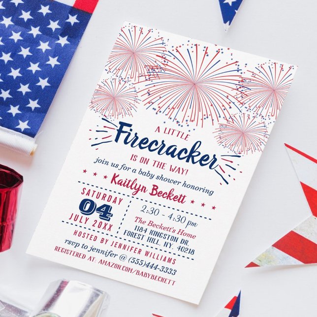 Firecracker On The Way! 4th Of July Baby Shower Invitation (Creator Uploaded)