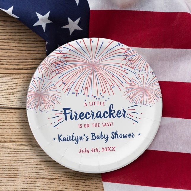 Firecracker On The Way! 4th Of July Baby Shower Paper Plate (Creator Uploaded)