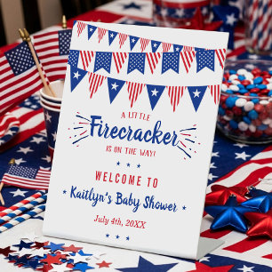 Firecracker On The Way! 4th Of July Baby Shower Pedestal Sign