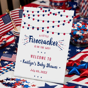 Firecracker On The Way! 4th Of July Baby Shower Pedestal Sign