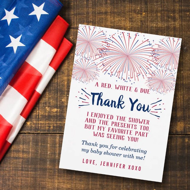 Firecracker On The Way! 4th Of July Baby Shower Thank You Card (Creator Uploaded)