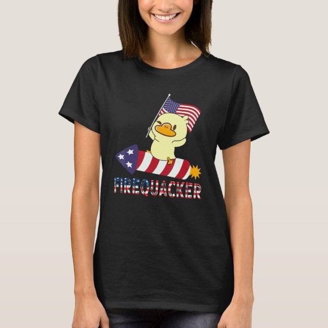 Firecracker Rubber Duck 4th Of July Patriotic Fire T-Shirt (Front)
