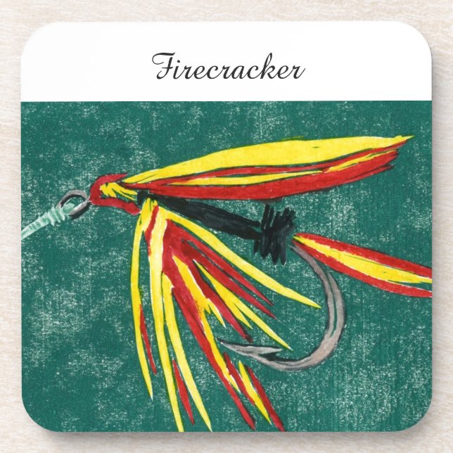 "Firecracker" Trout Wet Fly Coaster (Front)