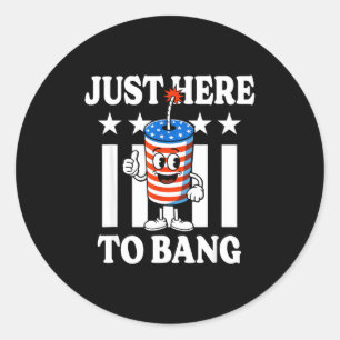 Firecracker usa stars patriotic just here to bang classic round sticker