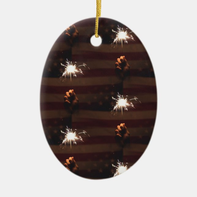 firecrackers ceramic tree decoration (Front)