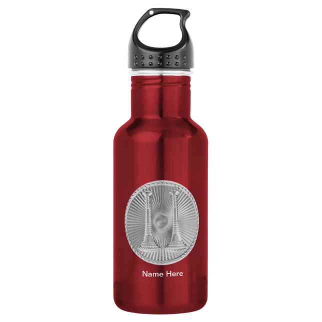 Firefighter 2 Bugle Silver Captain Medallion 532 Ml Water Bottle (Front)