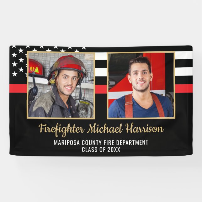 Firefighter 2 Picture Fire Academy Graduation Banner (Horizontal)