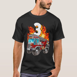 Firefighter 3Rd Birthday Fireman And Firetruck Bir T-Shirt