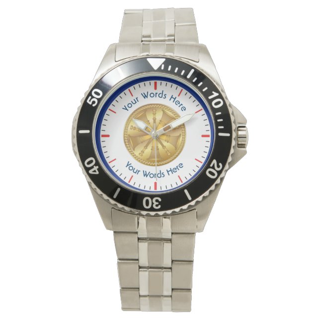 Firefighter 5 Bugle Chiefs Gold Medallion Watch (Front)