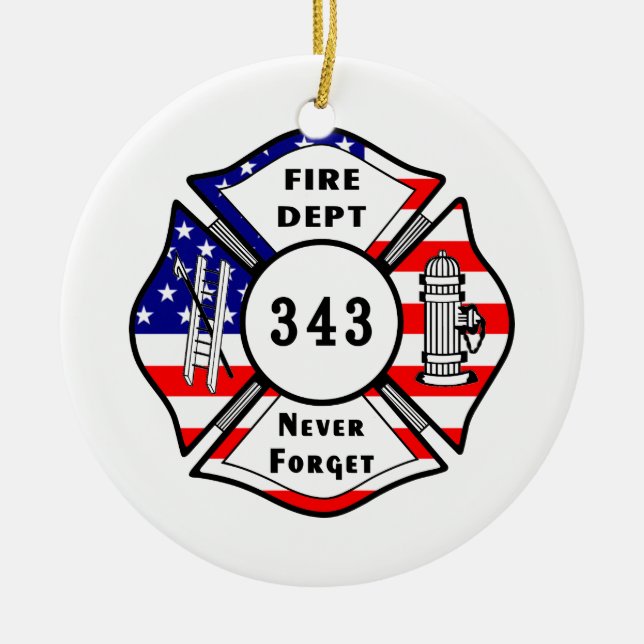 Firefighter 9/11 Never Forget 343 Ceramic Ornament (Front)