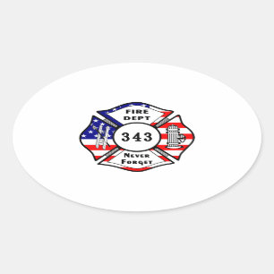 Firefighter 9/11 Never Forget 343 Oval Sticker