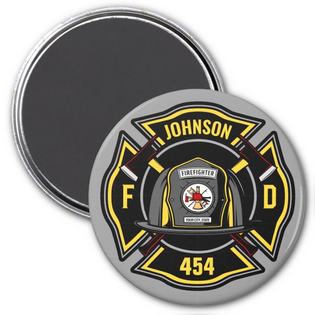 Firefighter ADD NAME Fire Department Rescue Team  Magnet (Front)