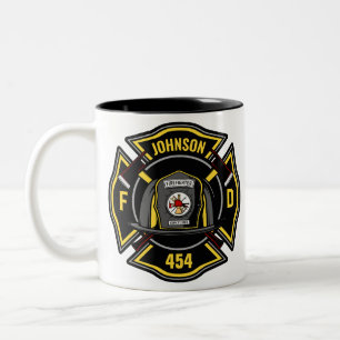 Firefighter ADD NAME Fire Department Rescue Team  Two-Tone Coffee Mug